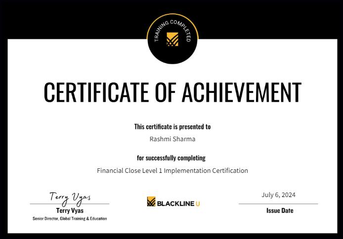 Blackline _ Level 1 Implementation Certification