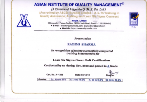 Six Sigma Green Belt _ Asian Institute of Qulaity Management